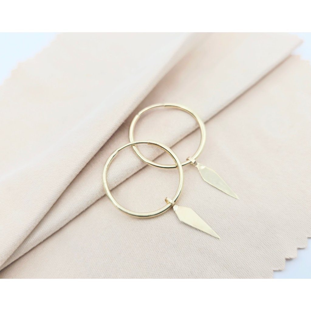Beautiful 14k Karat Solid Yellow Gold Designer Drop Dangle Tube Hoop Earrings 290$